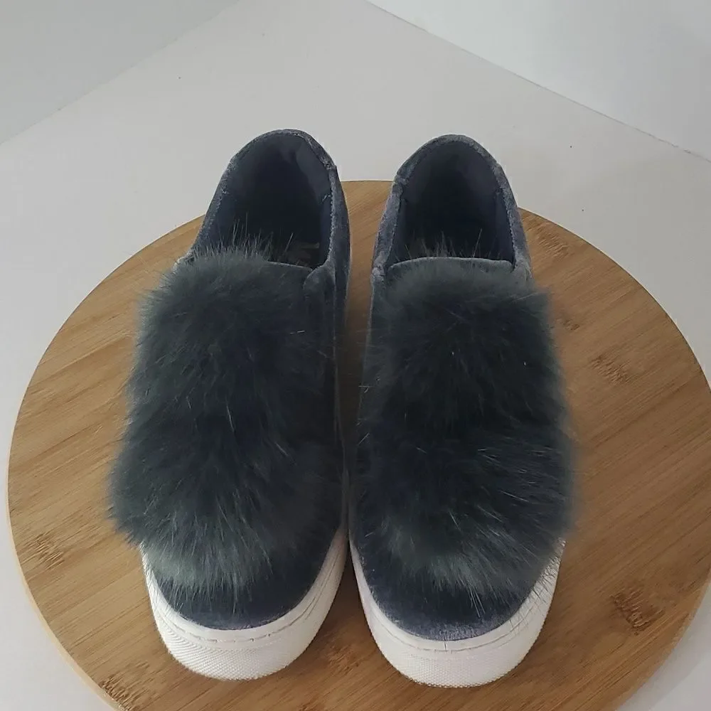 Sam Edelman Leya Velvet Pom Pom Platform Sneakers Women's Size 6.5